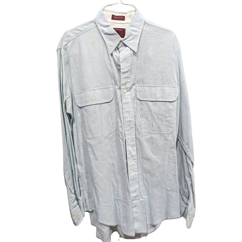 Chaps Ralph Lauren Men's Aqua Cotton Long-Sleeve Button-Down Shirt Size M